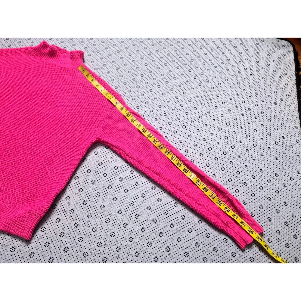 J.‎ Crew Mock Neck Cable Knit Sweater Bright Pink Women's Size M